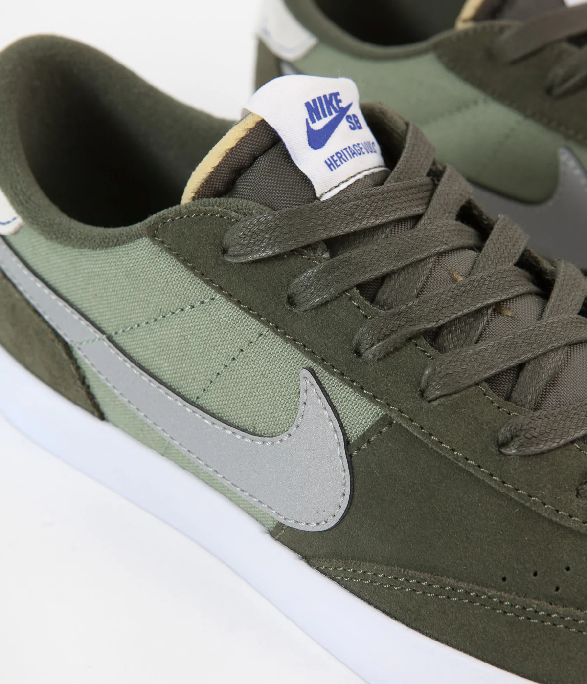 Nike SB Heritage Vulc Premium Shoes - Cargo Khaki / Medium Grey - Spiral Sage - Image 3